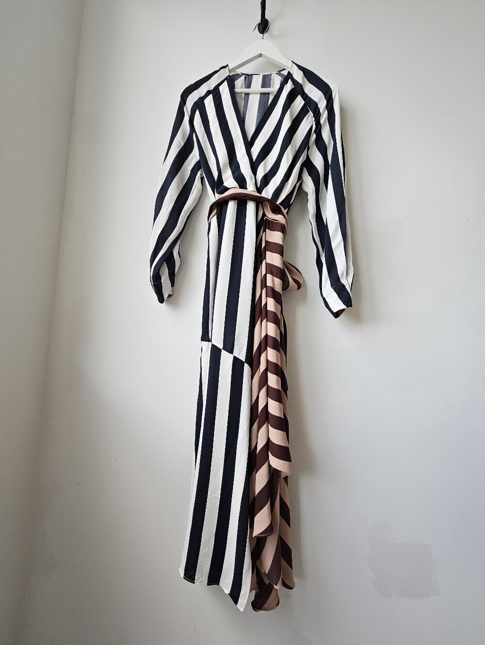 Reiss Nola Colourblock Asymmetric Stripe Midi Dress - Picture 5 of 16